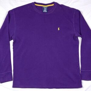 Polo Ralph Lauren Men's Purple Thermal Waffle Sleepwear Long Sleeve Shirt